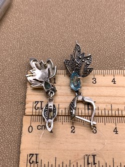 *Серьги Микс Марказит Голубой Топаз арт. HE955-980 вес 8,4 г - фото 328067 *Серьги Микс Марказит Голубой Топаз арт. HE955-980 вес 8,4 г - фото 328067