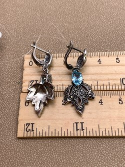 *Серьги Микс Марказит Голубой Топаз арт. HE955-980 вес 8,4 г - фото 328068 *Серьги Микс Марказит Голубой Топаз арт. HE955-980 вес 8,4 г - фото 328068