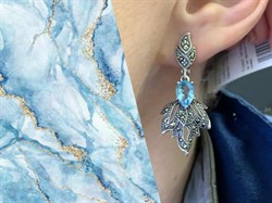 *Серьги Микс Марказит Голубой Топаз арт. HE955-980 вес 8,4 г - фото 328099 *Серьги Микс Марказит Голубой Топаз арт. HE955-980 вес 8,4 г - фото 328099