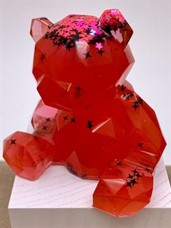 Сувенир Мишка Красный Звездный арт 361224 вес 62,68 гр Украшение для интерьера Ручная работа - фото 328244