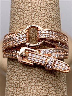 *Кольцо р.19 Ремешок Белый Фианит арт. MP-R00843-X-G-X-X-W-031 вес 5,6 г - фото 328305