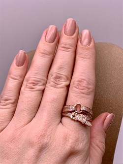 *Кольцо р.19 Ремешок Белый Фианит арт. MP-R00843-X-G-X-X-W-031 вес 5,6 г - фото 328306