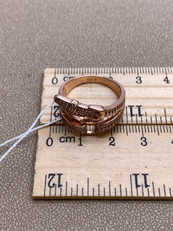 *Кольцо р.19 Ремешок Белый Фианит арт. MP-R00843-X-G-X-X-W-031 вес 5,6 г - фото 328308