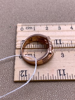 *Кольцо р.19 Ремешок Белый Фианит арт. MP-R00843-X-G-X-X-W-031 вес 5,6 г - фото 328309