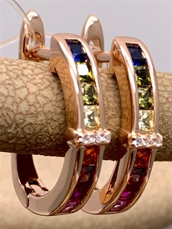 *Серьги Фианит Микс шпинель синт арт. SL-E1478-3-X-G-W-X-M3-281 вес 3,7 г - фото 328320 *Серьги Фианит Микс шпинель синт арт. SL-E1478-3-X-G-W-X-M3-281 вес 3,7 г - фото 328320