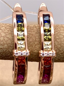 *Серьги Фианит Микс шпинель синт арт. SL-E1478-3-X-G-W-X-M3-281 вес 3,7 г - фото 328321 *Серьги Фианит Микс шпинель синт арт. SL-E1478-3-X-G-W-X-M3-281 вес 3,7 г - фото 328321