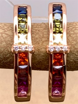 *Серьги Фианит Микс шпинель синт арт. SL-E1478-3-X-G-W-X-M3-281 вес 3,7 г - фото 328323