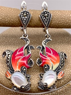 *Серьги Микс Марказит Белый Перламутр Эмаль арт. С 1029-926 вес 8 г - фото 328393 *Серьги Микс Марказит Белый Перламутр Эмаль арт. С 1029-926 вес 8 г - фото 328393