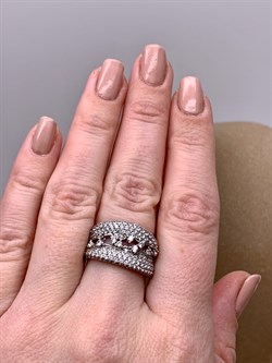 *Кольцо р.17,5 Белый Фианит Микро вставки арт. MP-R00290-X-W-X-X-W-585 вес 7,1 г - фото 328456