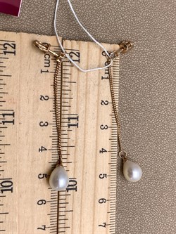 *Серьги Пусеты д.7,5-8 Белый Жемчуг цв Красное арт. 2.0501.2.d-838 Вес 3,19 г - фото 328802