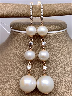 *Серьги д.8-9 д.12,5-15 Белый Жемчуг цв Красное арт. 2.0590.q.m-768 Вес 12,36 г - фото 328804 *Серьги д.8-9 д.12,5-15 Белый Жемчуг цв Красное арт. 2.0590.q.m-768 Вес 12,36 г - фото 328804