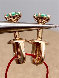 *Пусеты Изумруд цв Красное арт. 2275-101-858 (вес 0,9 г) - фото 329158