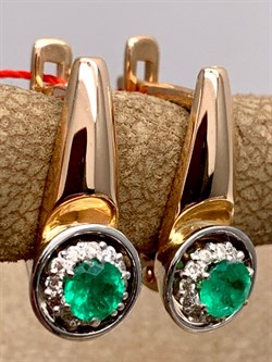 *Серьги Изумруд цв Красное арт. 21535-101-630 (вес 3,42 г) - фото 329164