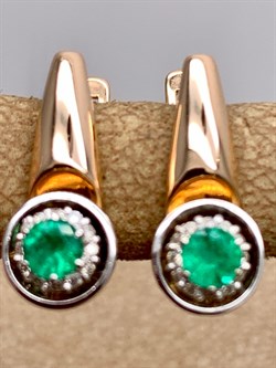 *Серьги Изумруд цв Красное арт. 21535-101-630 (вес 3,42 г) - фото 329166