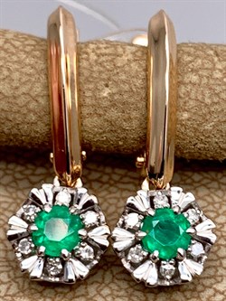 *Серьги Изумруд цв Красное арт. 23503-101-674 (вес 3,44 г) - фото 329200