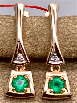 *Серьги Изумруд цв Красное арт. 23541-101-542 (вес 3,09 г) - фото 329237