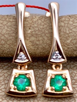 *Серьги Изумруд цв Красное арт. 23541-101-542 (вес 3,09 г) - фото 329238