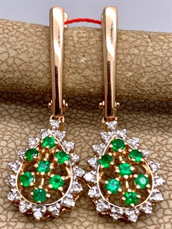 *Серьги Изумруд цв Красное арт. 23481-101-815 (вес 3,94 г) - фото 329247