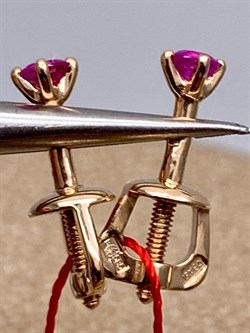 *Пусеты Рубин цв Красное арт. 2307-103-110 (вес 0,87 г) - фото 329405