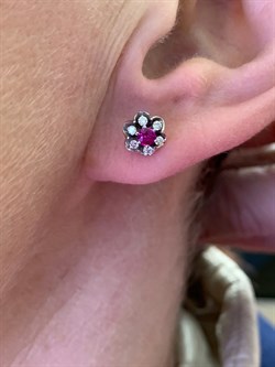 *Пусеты Рубин цв Красное арт. 22085-103-296 (вес 1,96 г) - фото 329471