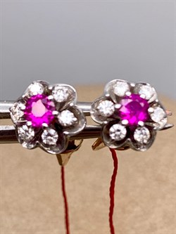 *Пусеты Рубин цв Красное арт. 22085-103-296 (вес 1,96 г) - фото 329475