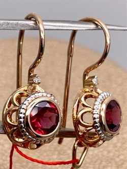 *Серьги Петли Родолит цв Красное арт. 24158-119-742 (вес 2,25 г) - фото 329538
