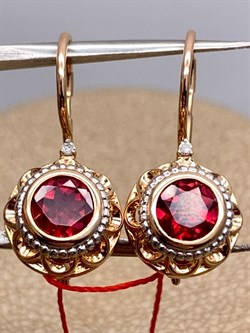 *Серьги Петли Родолит цв Красное арт. 24158-119-742 (вес 2,25 г) - фото 329540