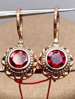 *Серьги Петли Родолит цв Красное арт. 24158-119-742 (вес 2,25 г) - фото 329541