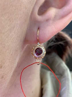 *Серьги Петли Родолит цв Красное арт. 24158-119-742 (вес 2,25 г) - фото 329542