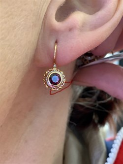 *Серьги Петли Родолит цв Красное арт. 24158-119-742 (вес 2,25 г) - фото 329543