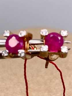 *Пусеты Рубин цв Красное арт. 23984-103-731 (вес 1,84 г) - фото 329777