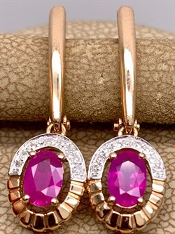 *Серьги Рубин цв Красное арт. 23480-103-637 (вес 3,55 г) - фото 329789