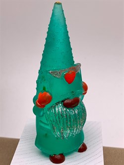 Гномик с письмом р.3,5-10см Подставка для колец арт 250330 Изумруд Золотая поталь вес 49,37 - фото 329840