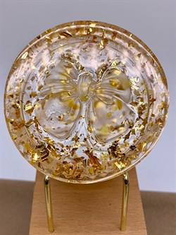 Стакан с крышкой Бантик р. 7*8,5 см Янтарь Золотая поталь арт 250302 вес 172,14 гр - фото 329883