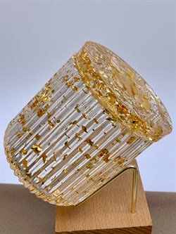 Стакан с крышкой Бантик р. 7*8,5 см Янтарь Золотая поталь арт 250302 вес 172,14 гр - фото 329886