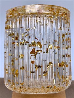 Стакан с крышкой Бантик р. 7*8,5 см Янтарь Золотая поталь арт 250302 вес 172,14 гр - фото 329887