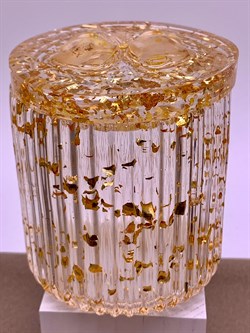 Стакан с крышкой Бантик р. 7*8,5 см Янтарь Золотая поталь арт 250302 вес 172,14 гр - фото 329889