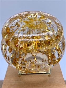 Шкатулка Бочонок р-р 4,5*6 см Янтарь Золотая поталь арт 250305 вес 101,19 гр - фото 329917 Шкатулка Бочонок р-р 4,5*6 см Янтарь Золотая поталь арт 250305 вес 101,19 гр - фото 329917