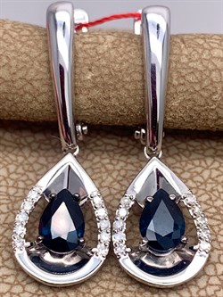 *Серьги Сапфир цв Белое арт. 23515-202-787 (вес 3,63 г) - фото 330327