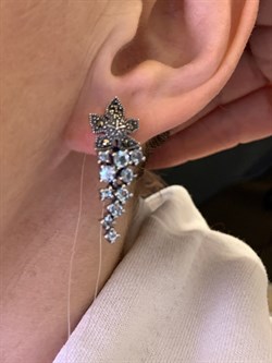 *Серьги Виноградная Гроздь Микс Марказит Голубой Топаз арт. HE697-613 вес 7,39 г - фото 330370 *Серьги Виноградная Гроздь Микс Марказит Голубой Топаз арт. HE697-613 вес 7,39 г - фото 330370