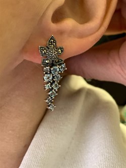 *Серьги Виноградная Гроздь Микс Марказит Голубой Топаз арт. HE697-613 вес 7,39 г - фото 330371 *Серьги Виноградная Гроздь Микс Марказит Голубой Топаз арт. HE697-613 вес 7,39 г - фото 330371