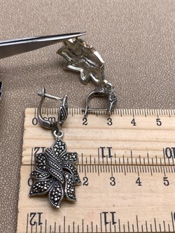 *Серьги Марказит арт HE615-149 Вес 12,21 г - фото 330407 *Серьги Марказит арт HE615-149 Вес 12,21 г - фото 330407