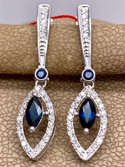 *Серьги Сапфир цв Белое арт. 23990-202-970 (вес 3,43 г) - фото 330451