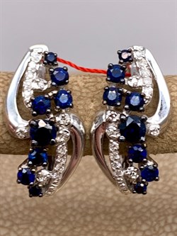 *Серьги Сапфир цв Белое арт. 23639-202-117 (вес 4,36 г) - фото 330457