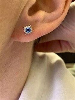 *Пусеты Сапфир цв Белое арт. 23395-202-087 (вес 1,86 г) - фото 330469