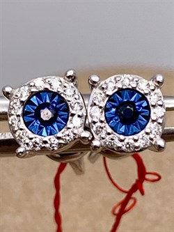 *Пусеты Сапфир цв Белое арт. 23395-202-087 (вес 1,86 г) - фото 330472