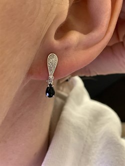 *Серьги Сапфир цв Белое арт. 23410-202-287 (вес 2,31 г) - фото 330476