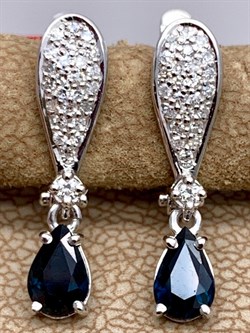 *Серьги Сапфир цв Белое арт. 23410-202-287 (вес 2,31 г) - фото 330478