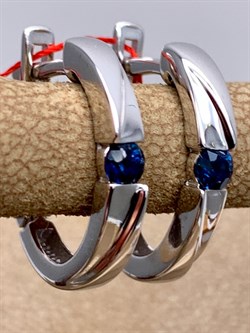 *Серьги Сапфир цв Белое арт. 23073-202-229 (вес 3,44 г) - фото 330491