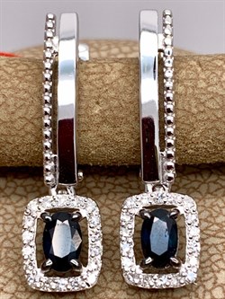 *Серьги Сапфир цв Белое арт. 23586-202-293 (вес 3,11 г) - фото 330500